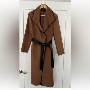 Tahari Brown Trench Coat with Black Accents - Size M